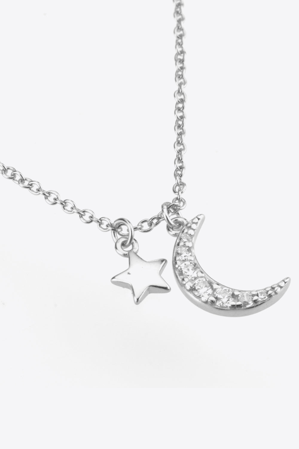 Zircon Star and Moon Pendant Necklace