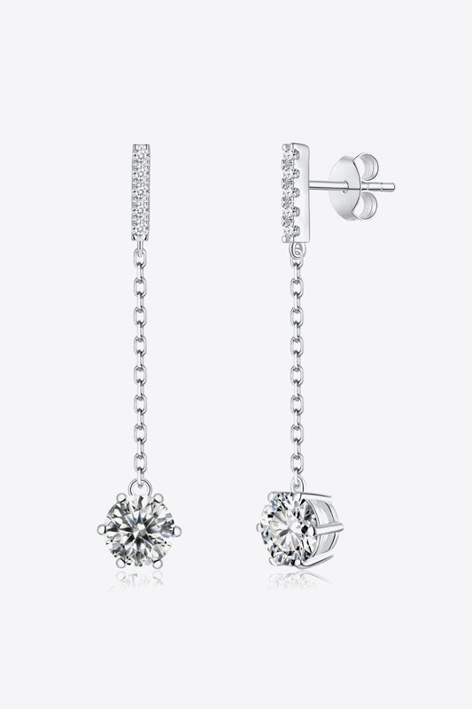 6-Prong Round Moissanite Drop Earrings