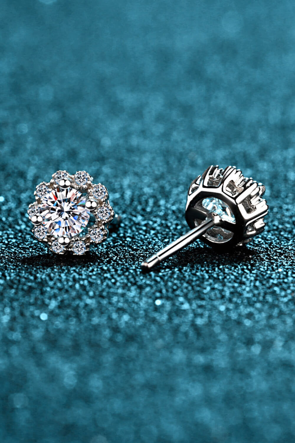 Moissanite Floral-Shaped Stud Earrings