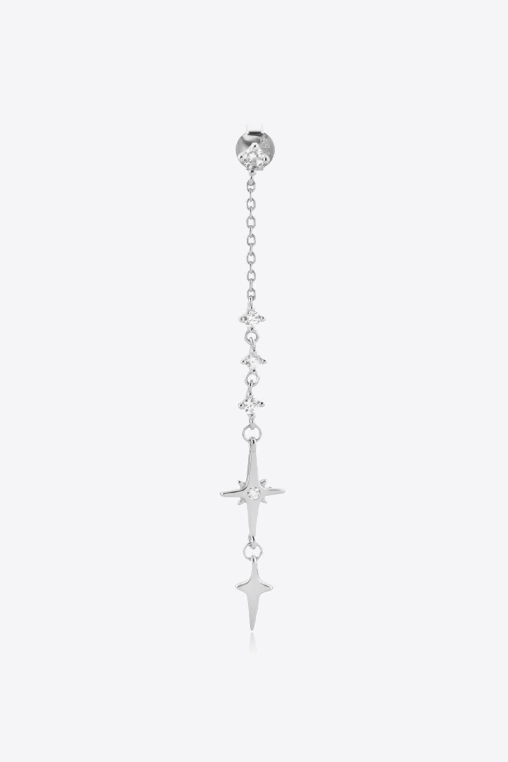 Inlaid Zircon 925 Sterling Silver Single Chain Earring