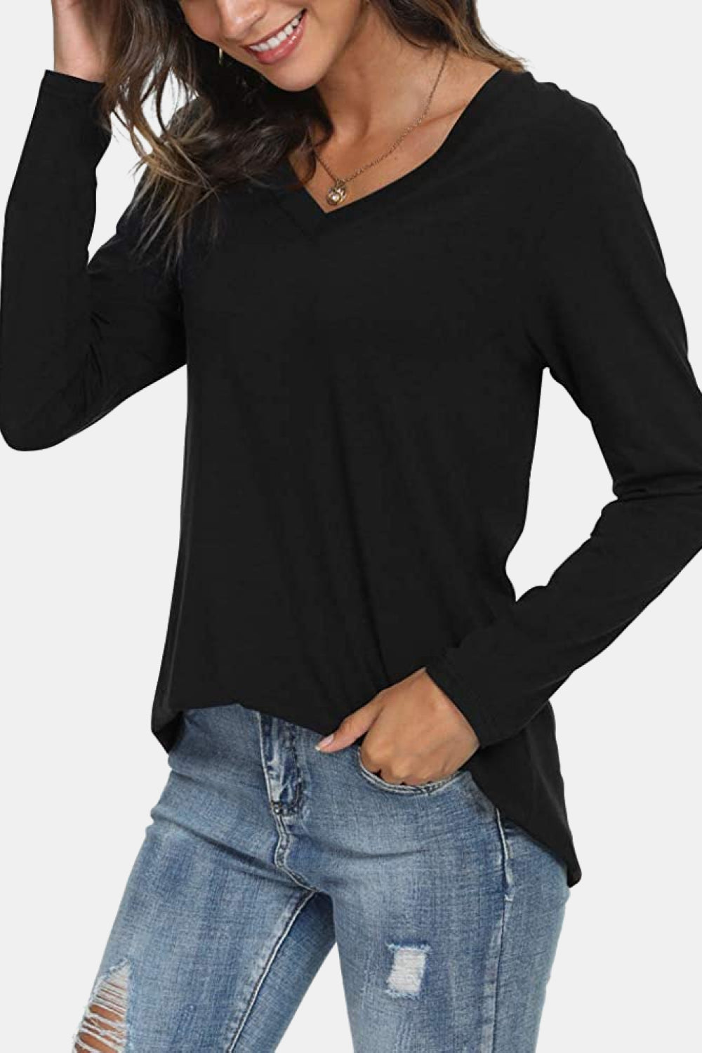 V-Neck Long Sleeve T-Shirt