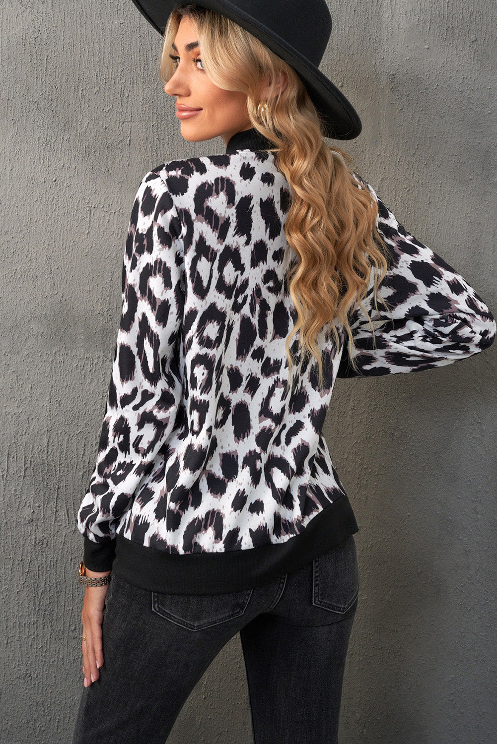 Leopard Zip-Up Bomber Jacket