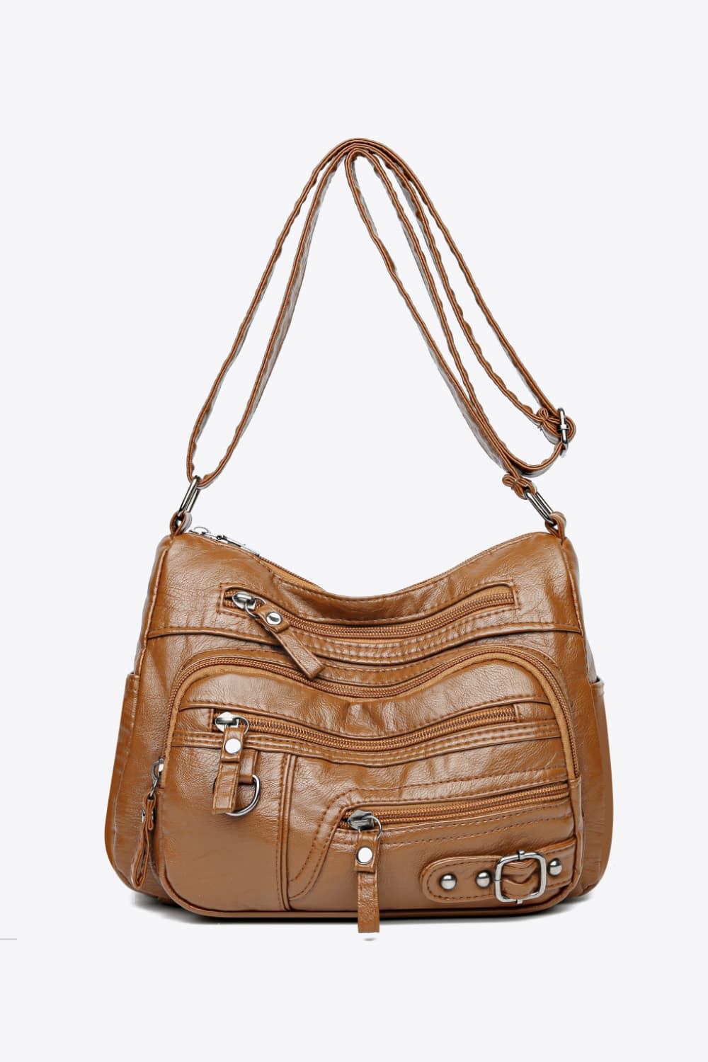 Multi-Pocket PU Leather Crossbody Bag