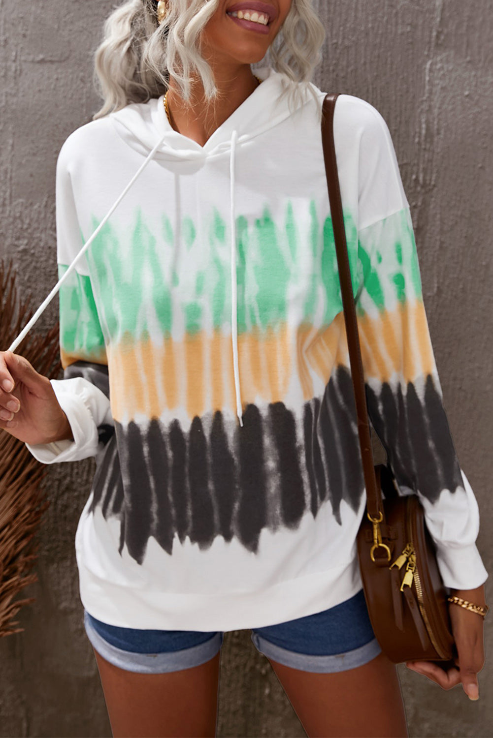 Tie-Dye Drawstring Pullover Hoodie