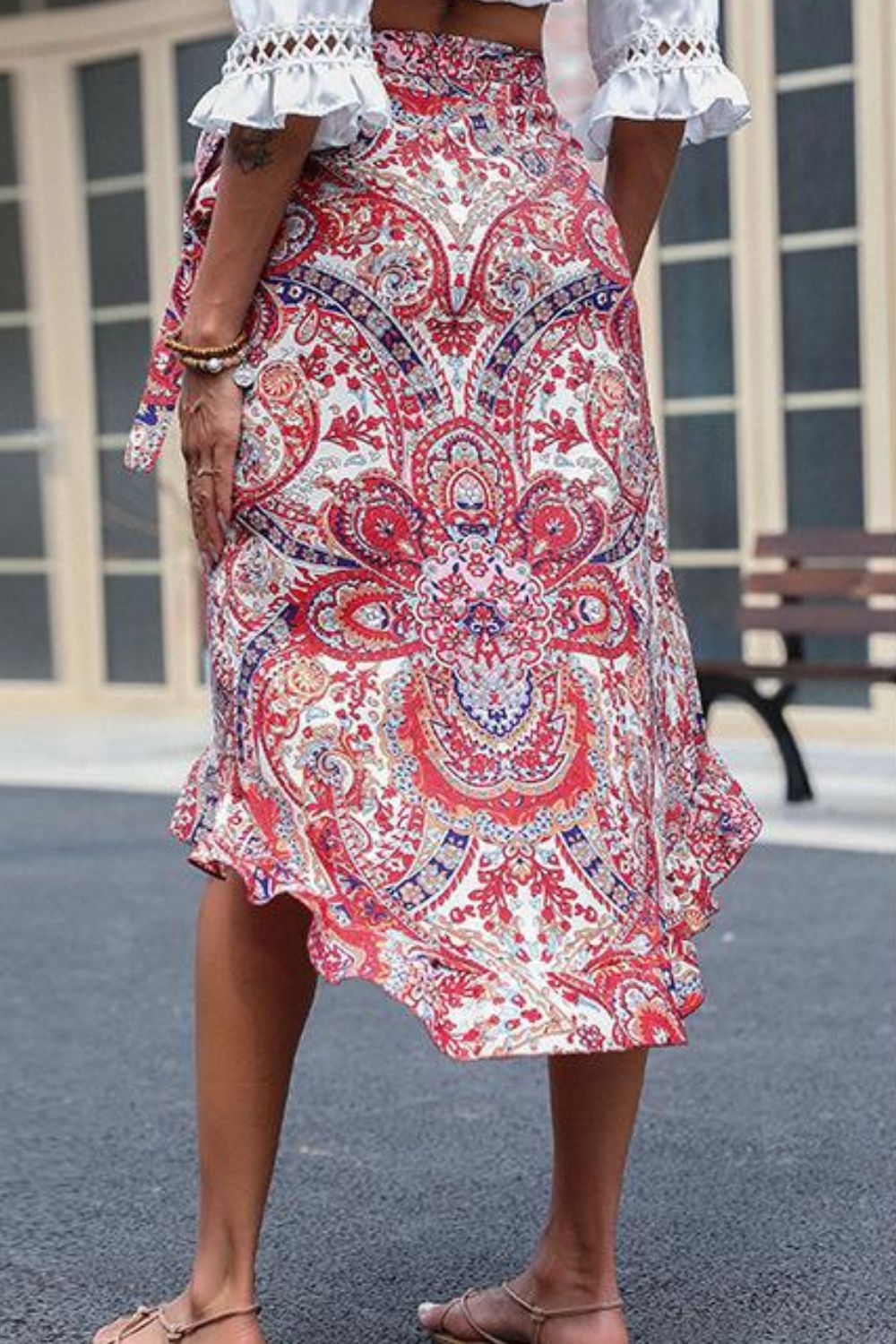 Printed Asymmetrical Wrap Skirt