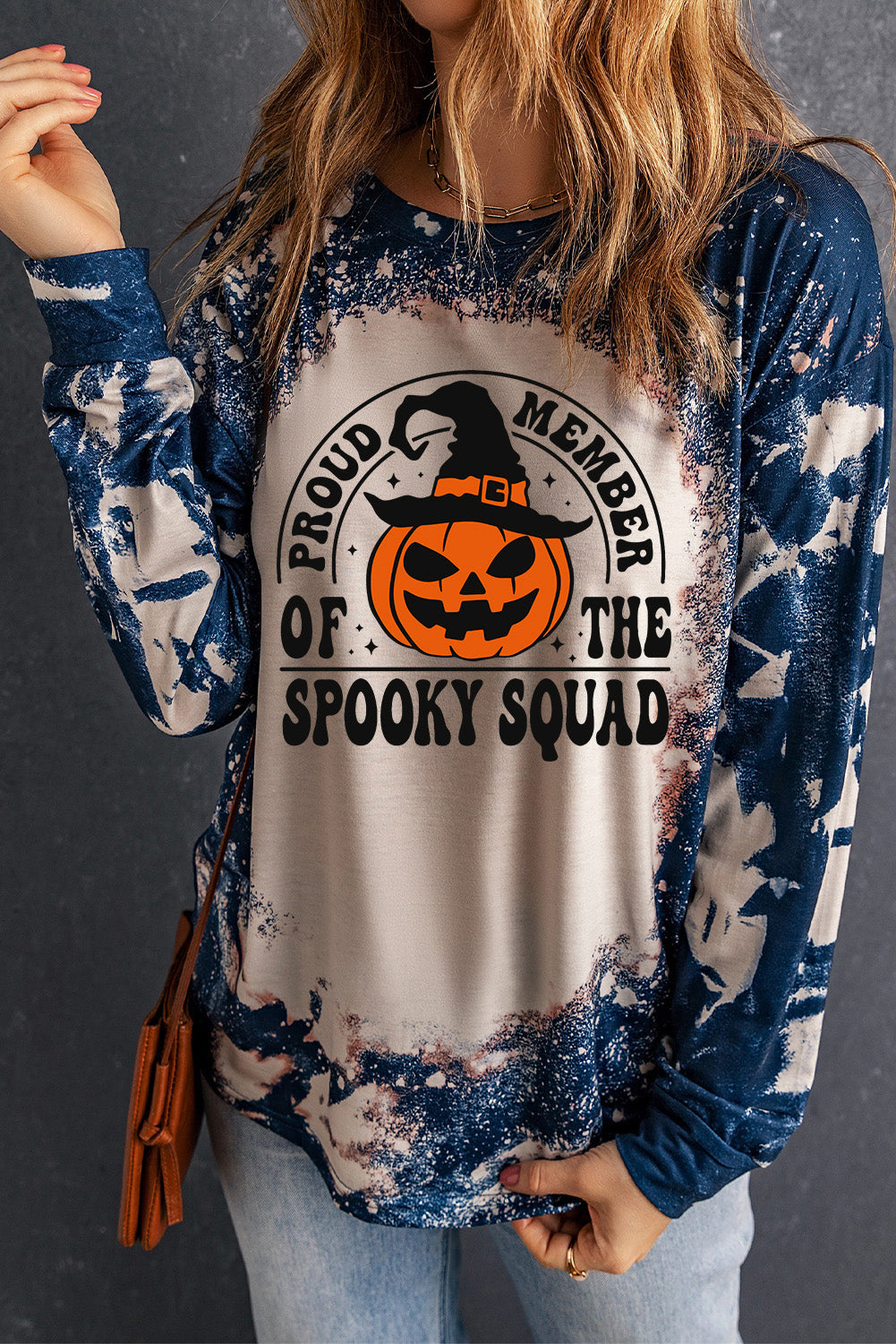 Round Neck PROUD MEMBER OF THE SPOOKY SQUAD Graphic Sweatshirt