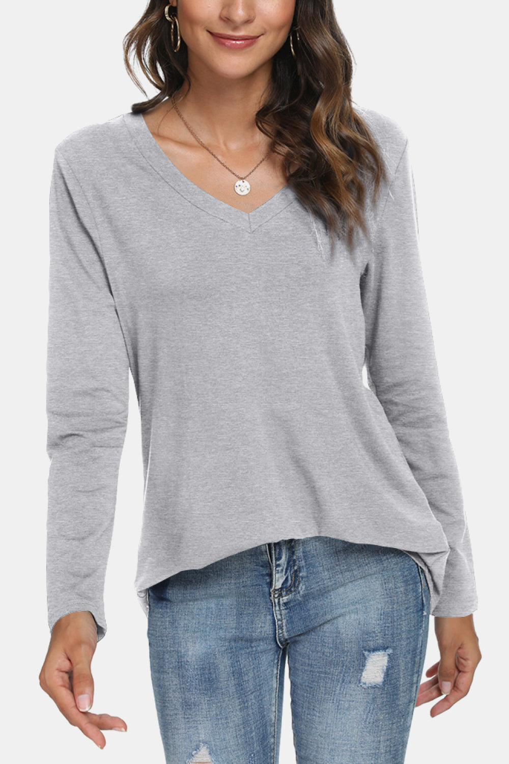 V-Neck Long Sleeve T-Shirt