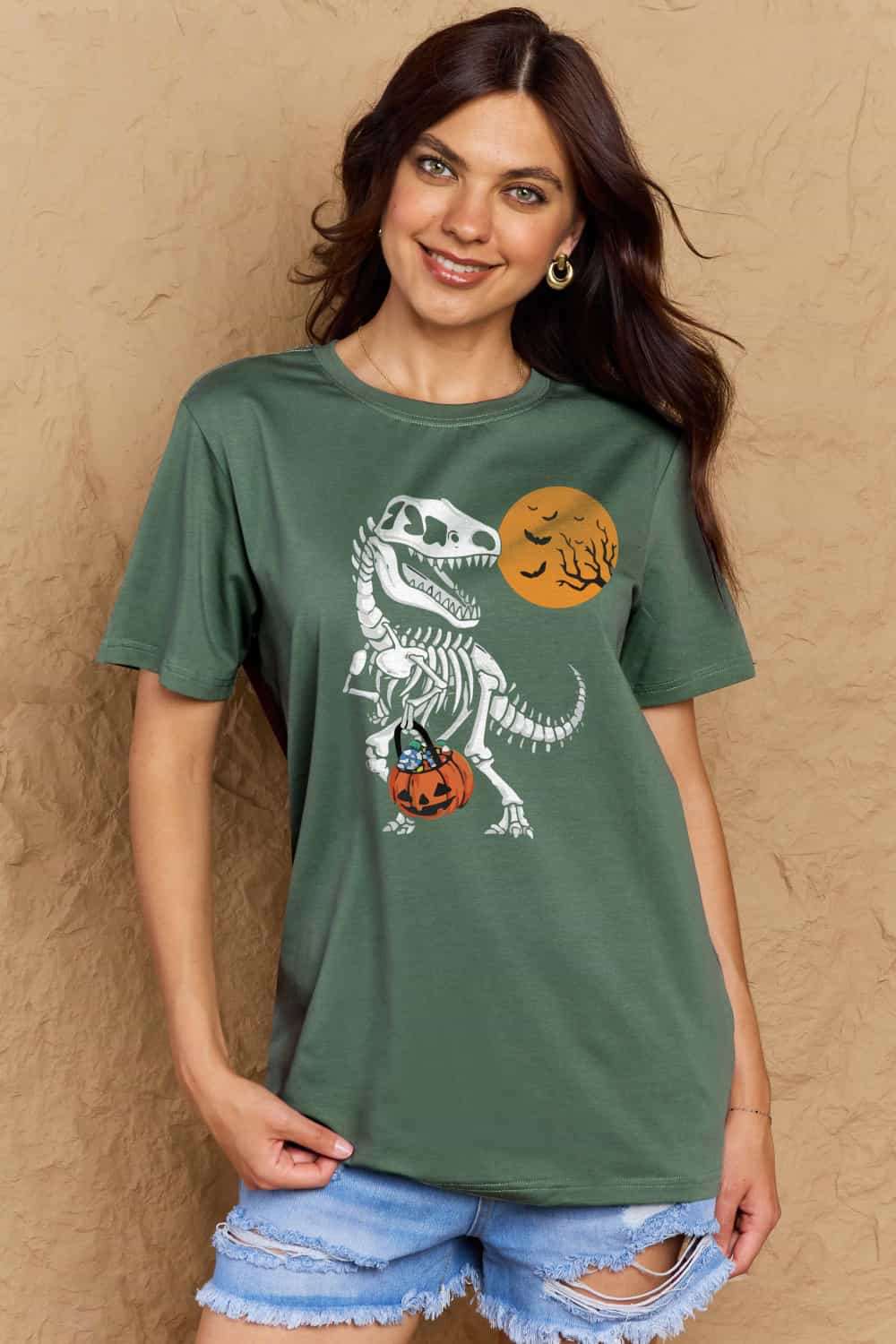 Simply Love Full Size Dinosaur Skeleton Graphic Cotton T-Shirt