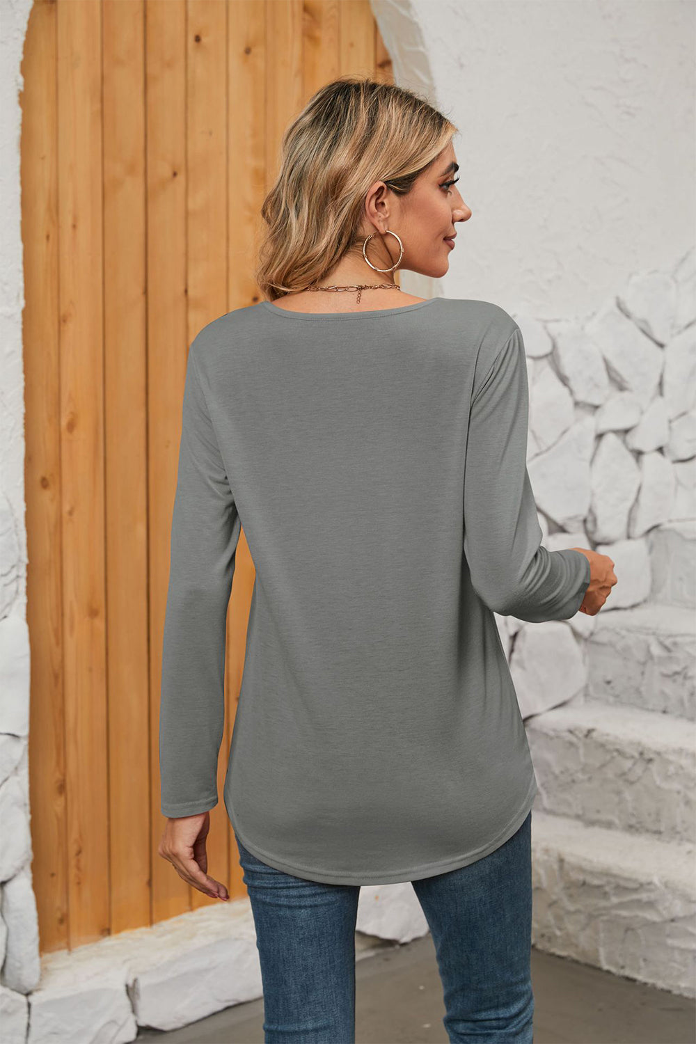 Square Neck Long Sleeve T-Shirt