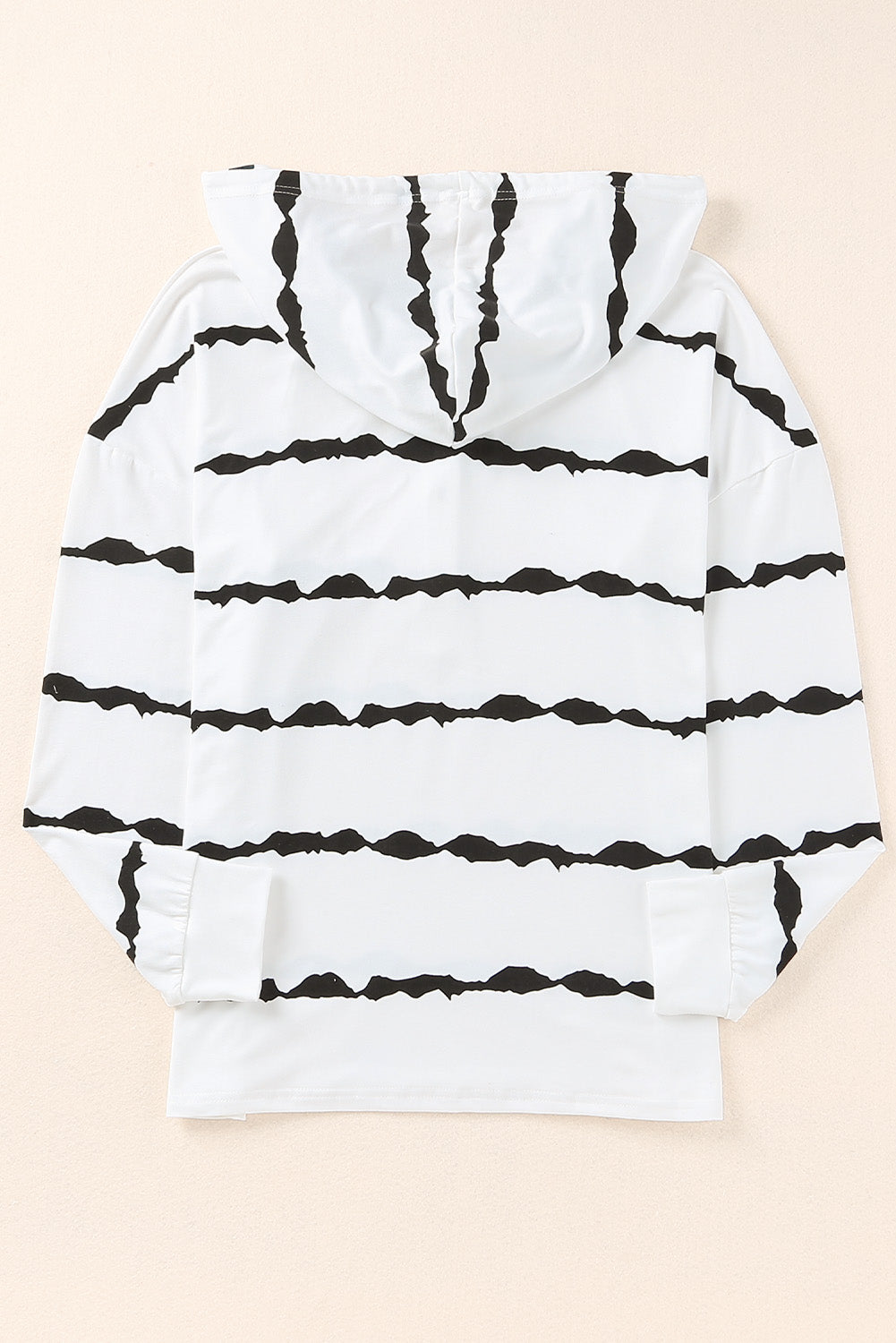 Striped Half-Button Drawstring Hoodie