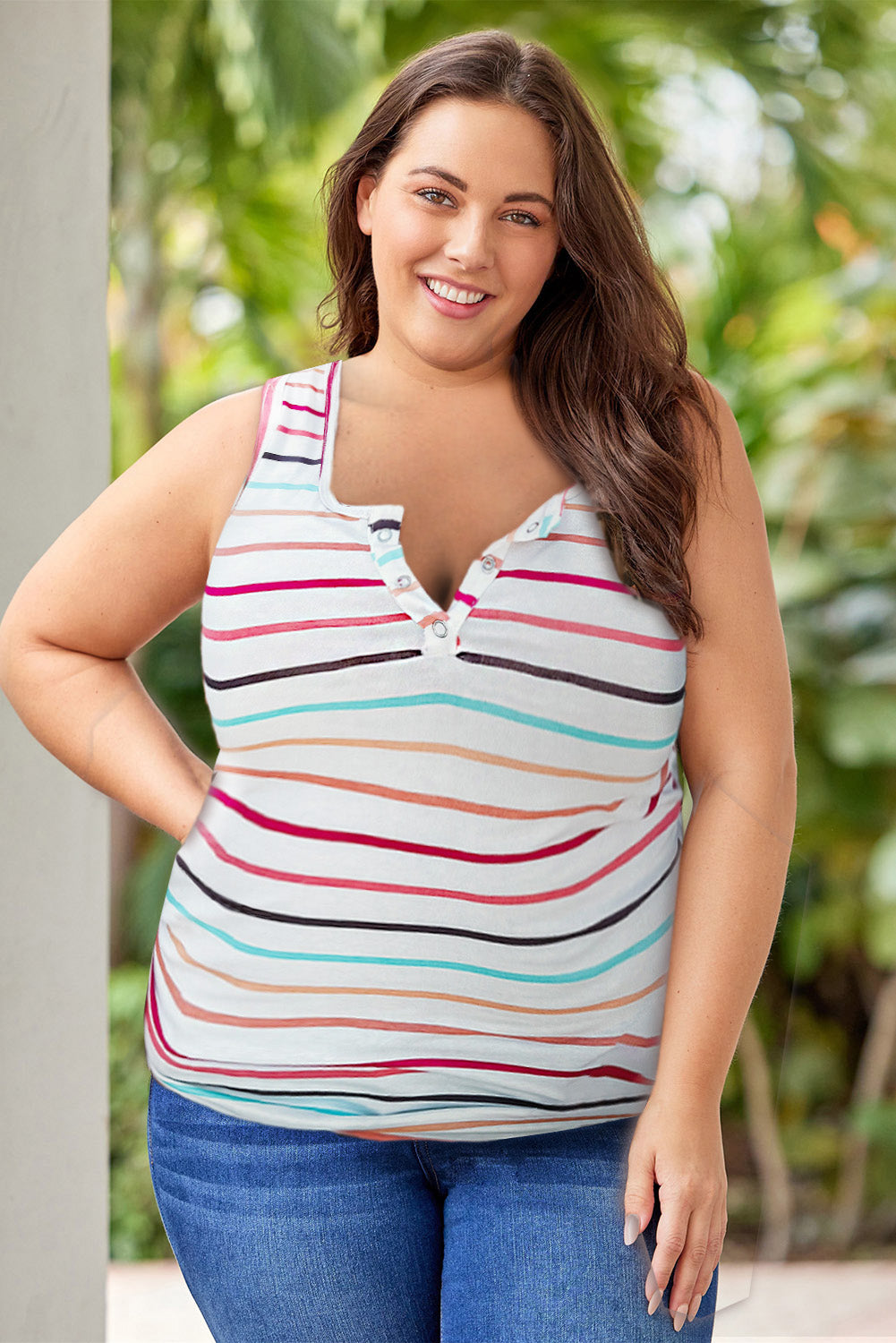 Plus Size Square Neck Sleeveless Tank