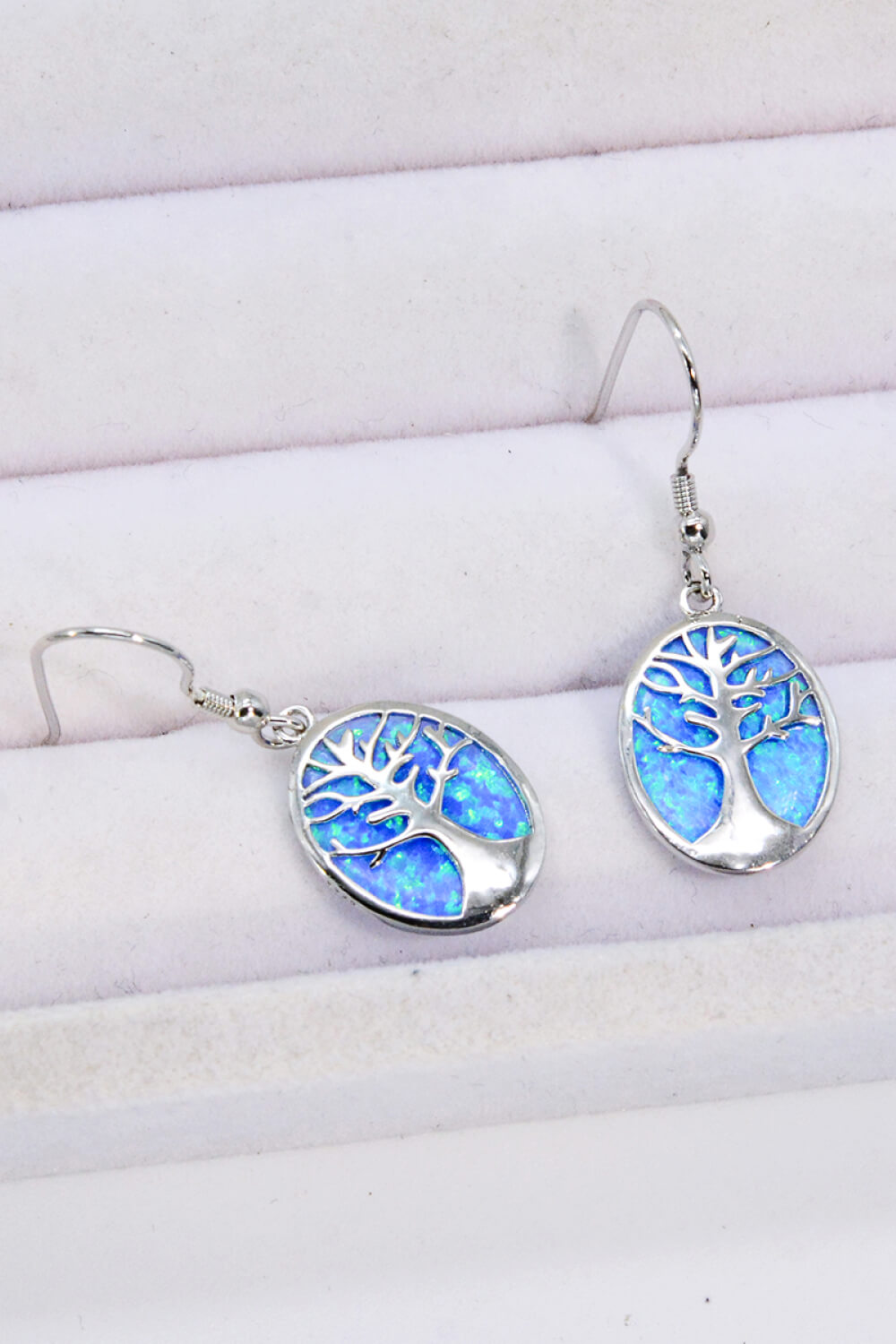 Opal Blue Platinum-Plated Drop Earrings