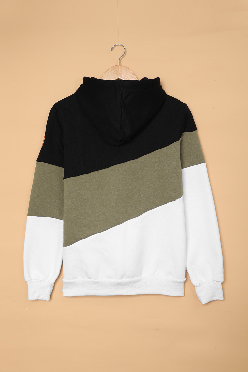 Full Size Range Color Block Cowl Neck Hoodie