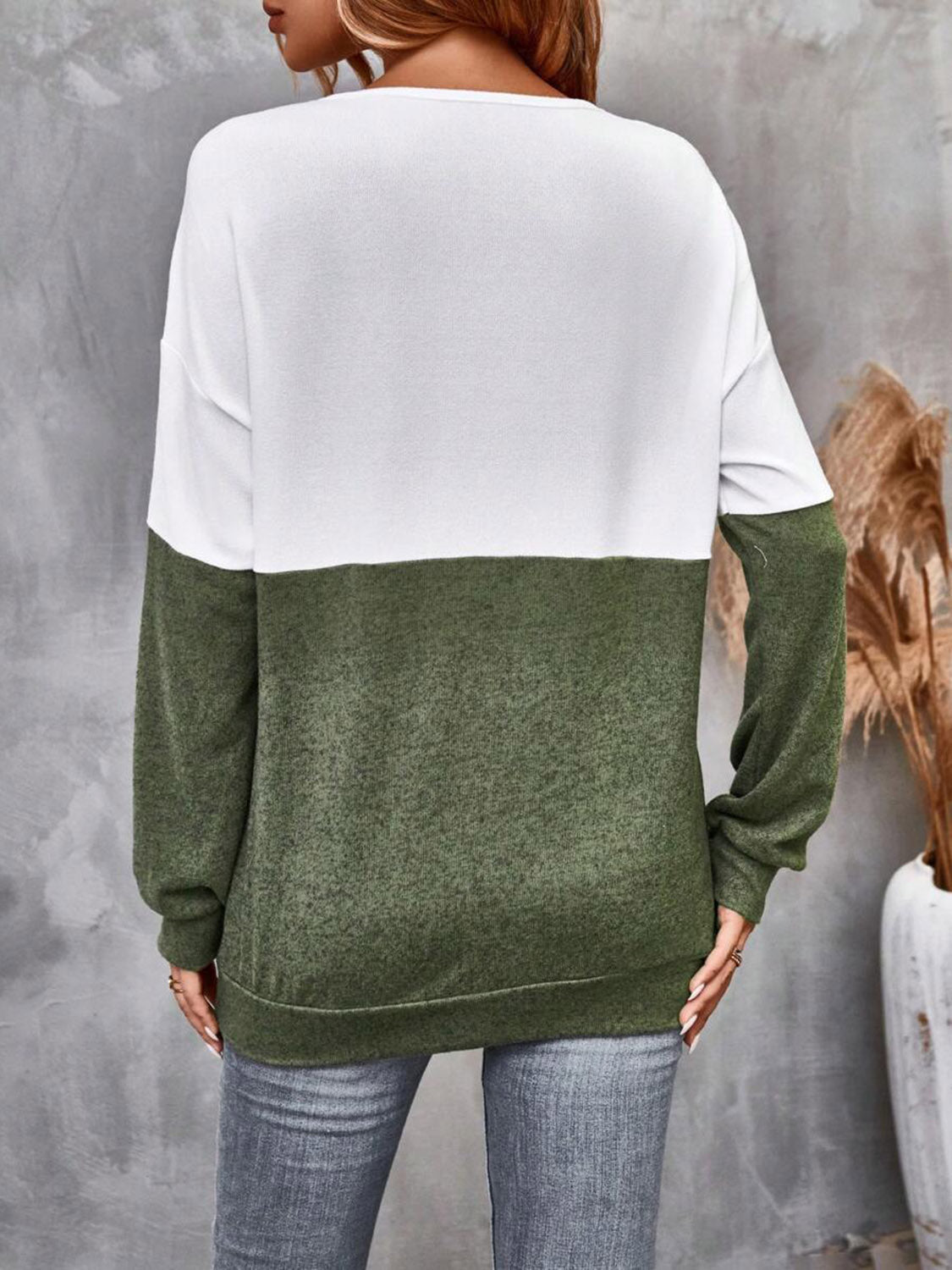 Two-Tone Crisscross Detail Sweatshirt